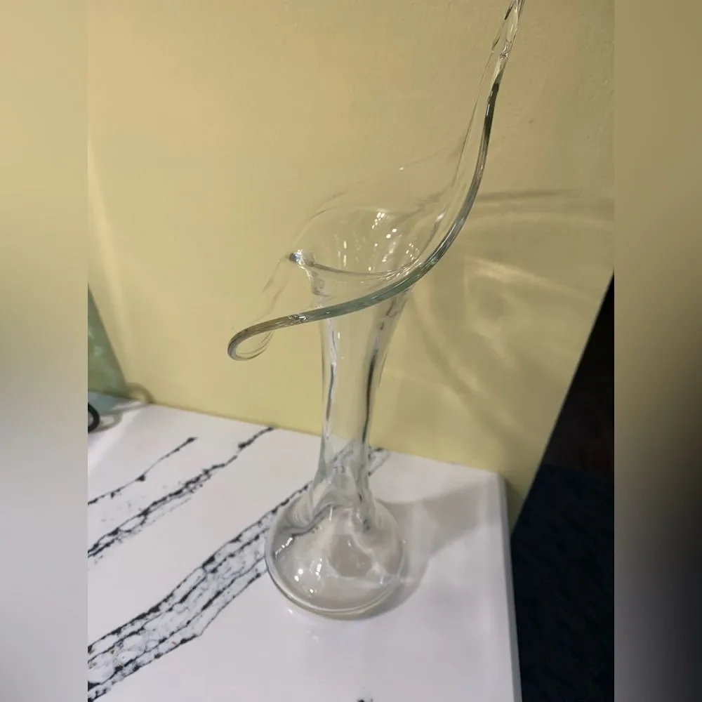 Vintage Jack in the Pulpit Blown Clear Glass Accent Bud Vase with Unique Design